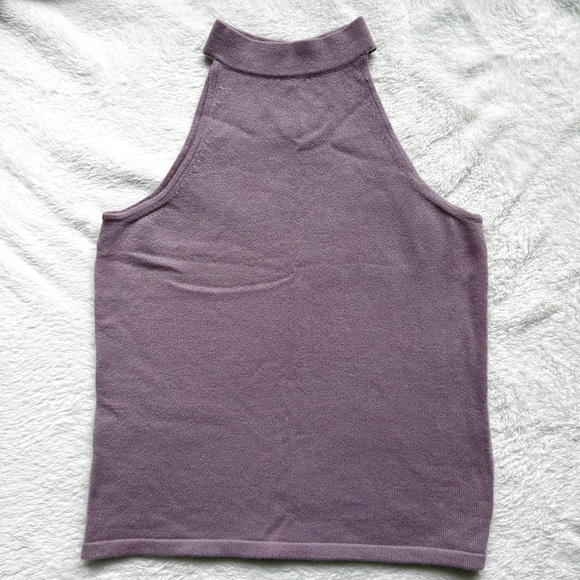 Lavender high neck cashmere crop tank - Picture 1 of 4
